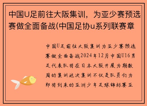 中国U足前往大阪集训，为亚少赛预选赛做全面备战(中国足协u系列联赛章程)